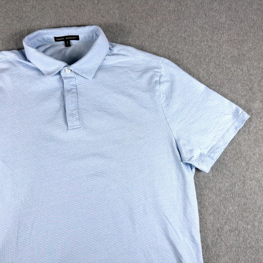 Robert Barakett Men Feni Polo Shirt L Blue 100% Cotton Short Sleeve